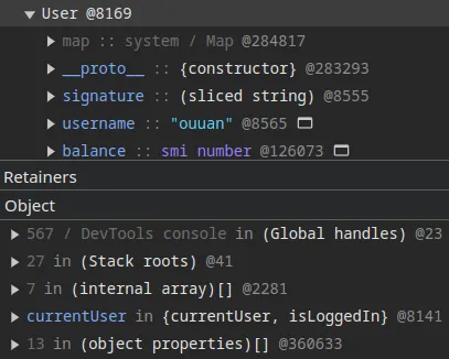 current user’s retainers, including the currentUser variable