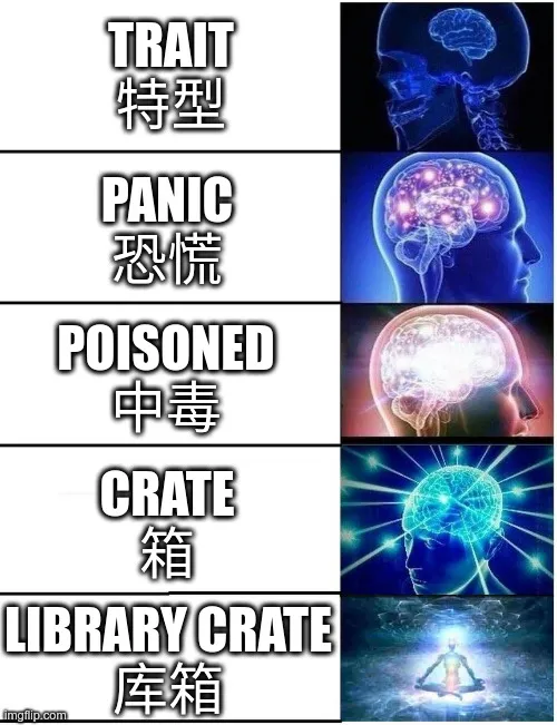 trait: 特型;panic: 恐慌;poisoned: 中毒;crate: 箱;library crate: 库箱